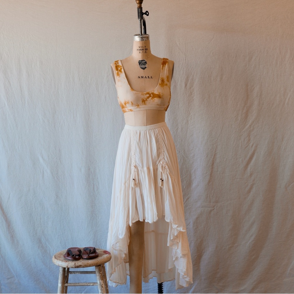 Spell Cream Maxi A-Line Skirt Asymmetrical High-Low - Picture 10 of 16